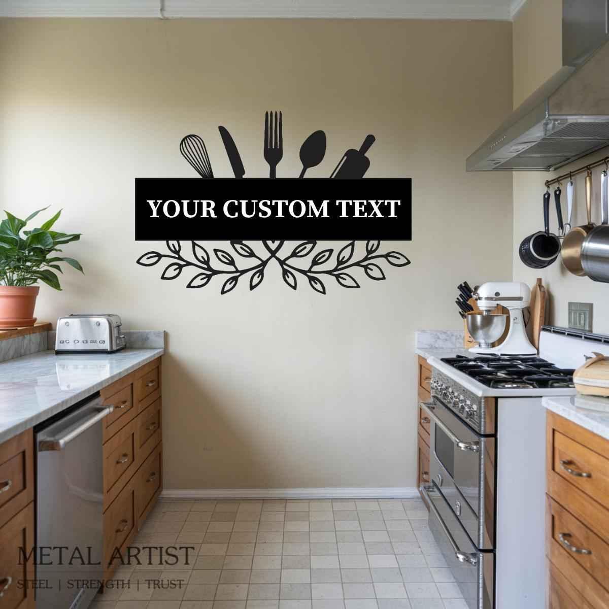Metal Kitchen Wall Art | Kitchen Custom Text Wall Decor