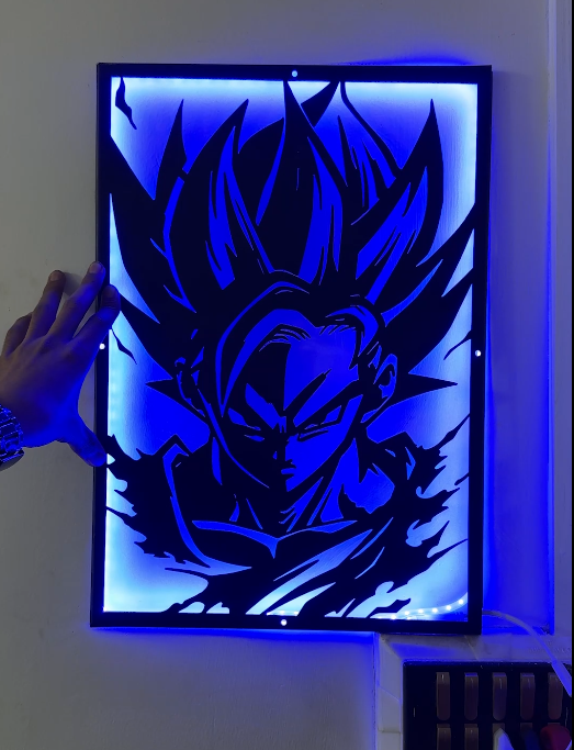 Goku Blue - Anime Character  »»   Sda Bhar Metal Frame With Light