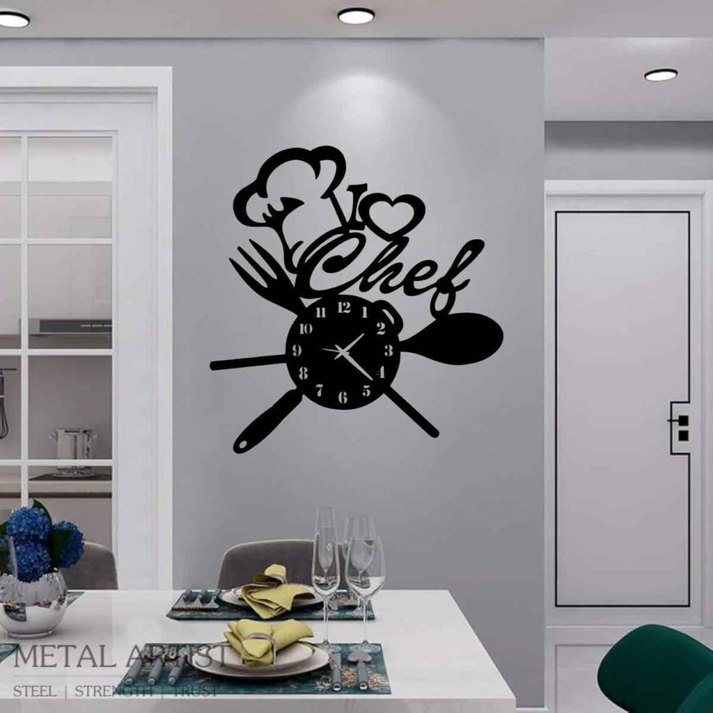 Chef Kitchen Metal Wall Clock