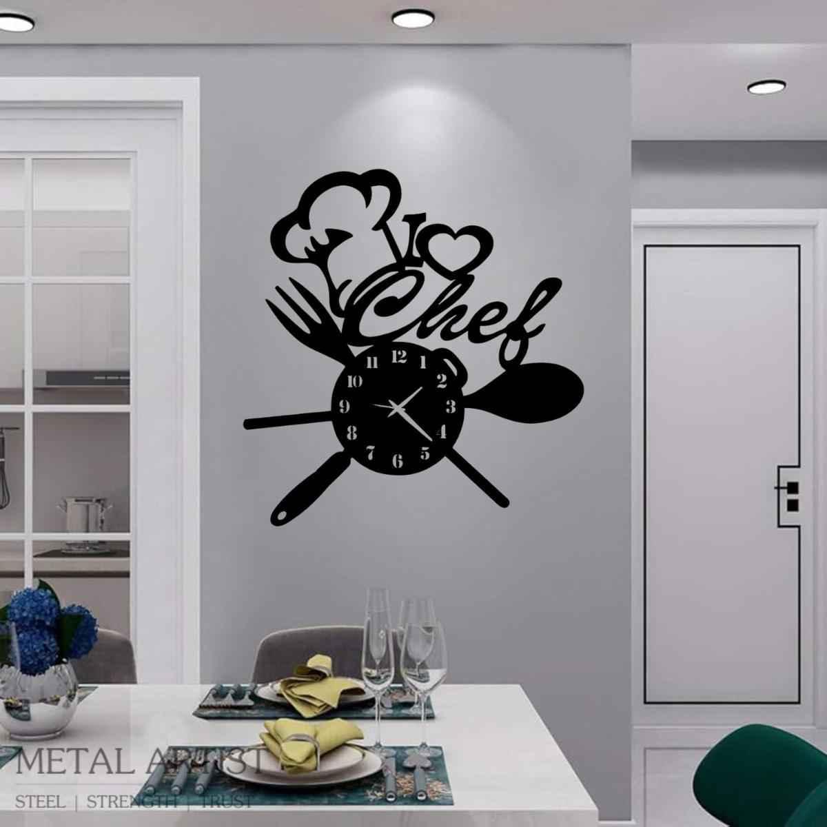 Chef Kitchen Metal Wall Clock