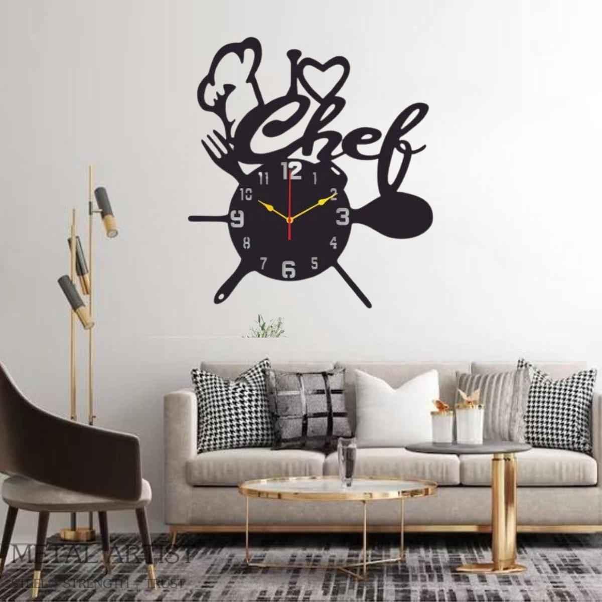 Chef Kitchen Metal Wall Clock