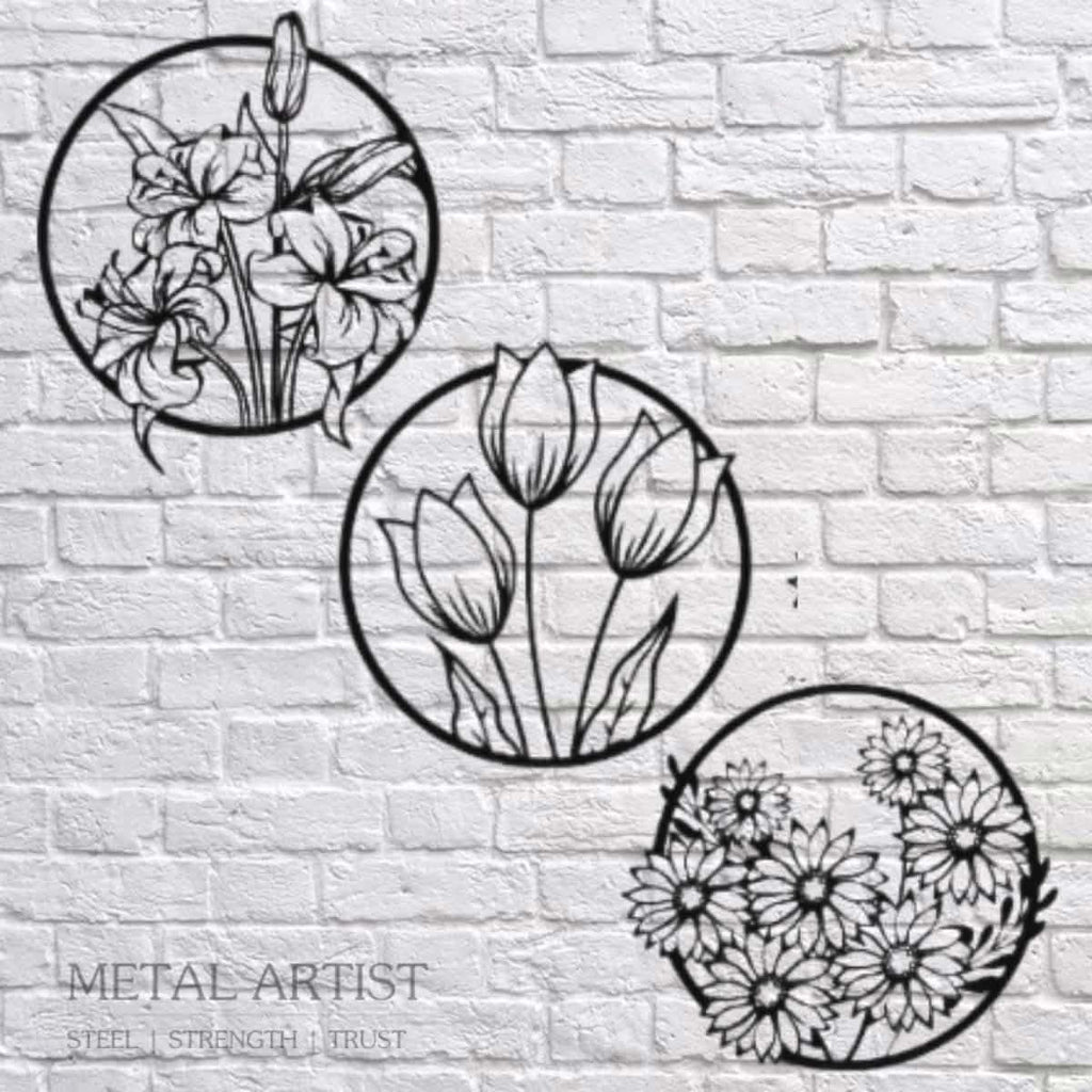 Flowers Metal Wall Art | Wall Decor
