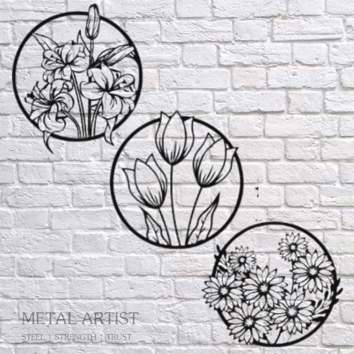 Flowers Metal Wall Art | Wall Decor