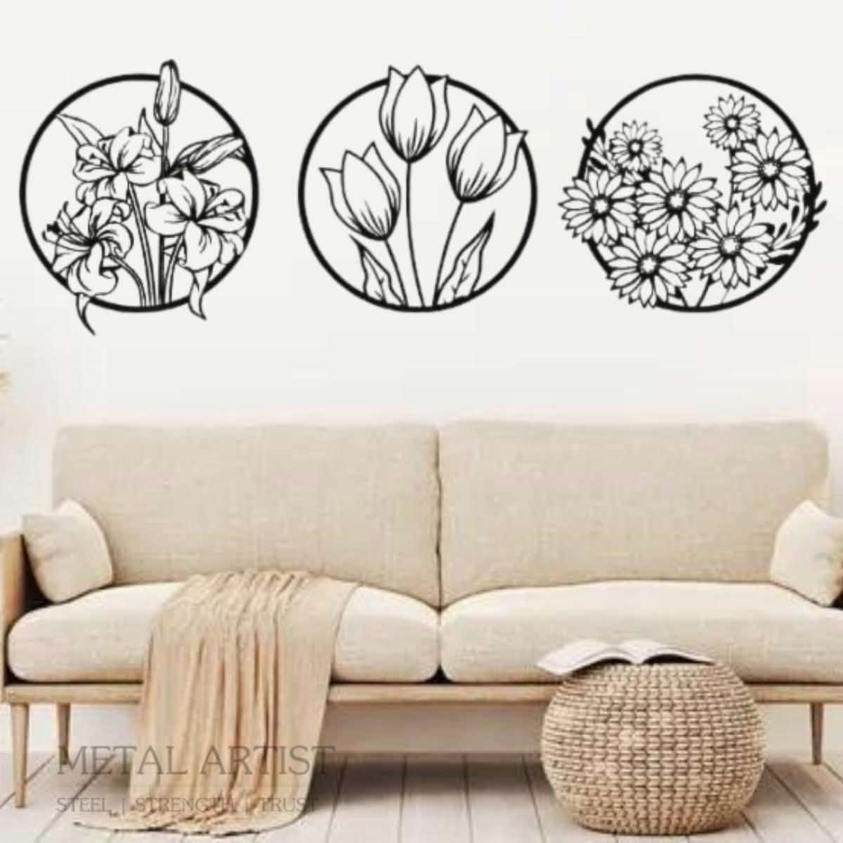 Flowers Metal Wall Art | Wall Decor