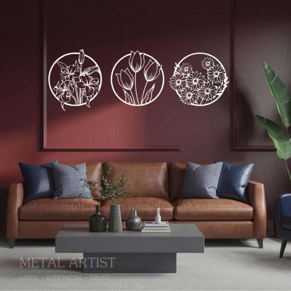 Flowers Metal Wall Art | Wall Decor