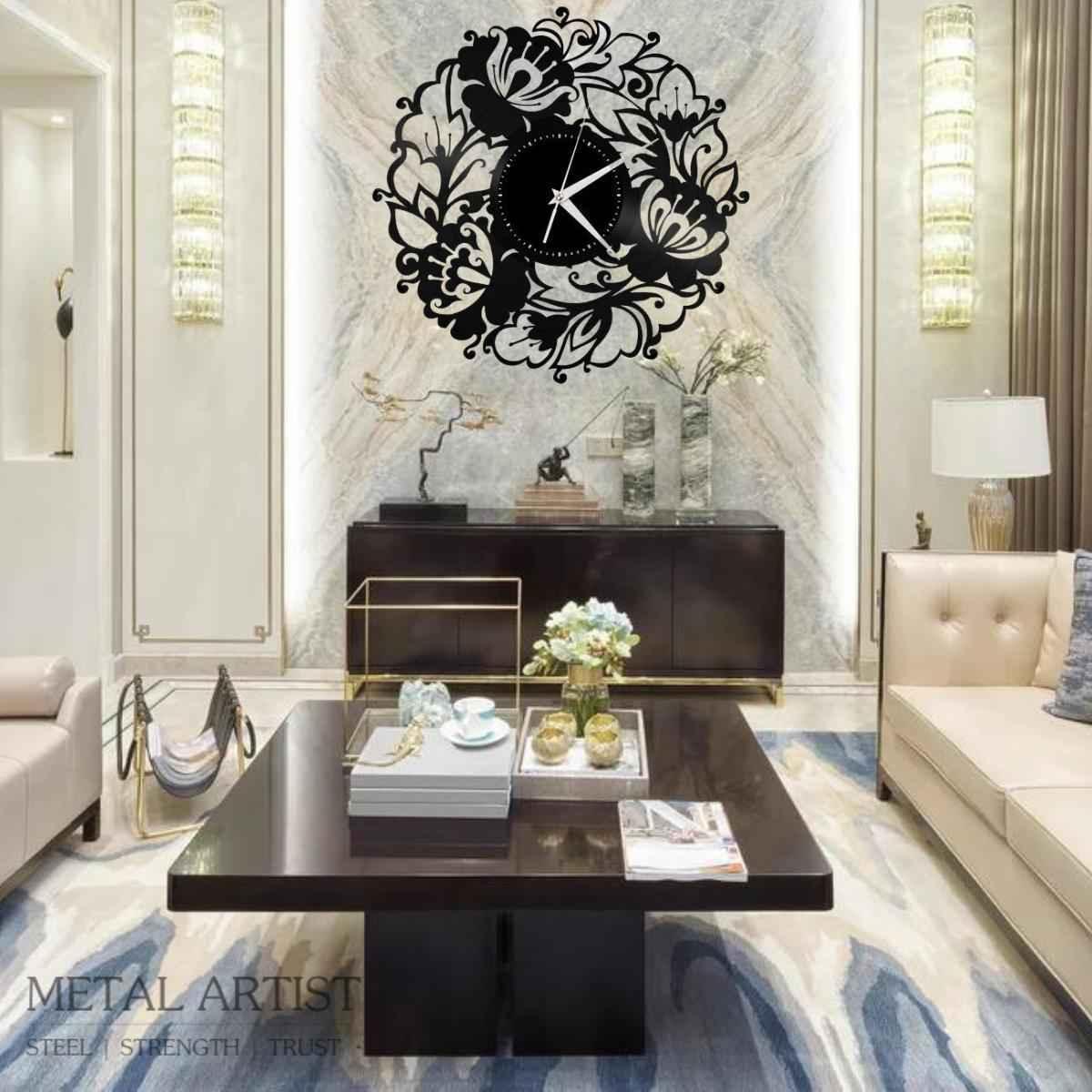 Flowers Vinyl Wall Clock | Metal Wall Clock